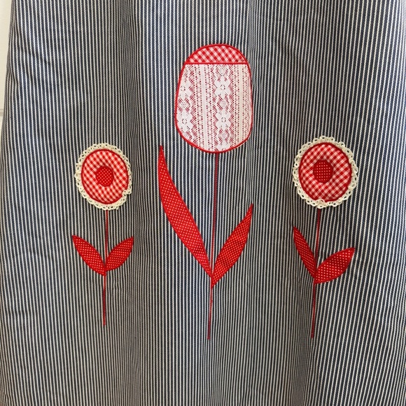 Spectator II 1970s Striped Denim Wrap Maxi Skirt with Floral Appliqués - Picture 3 of 13